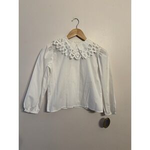 Chabre Girls‎ White Long Sleeved Lace Collar Blouse Cotton Size 8 New $39.50